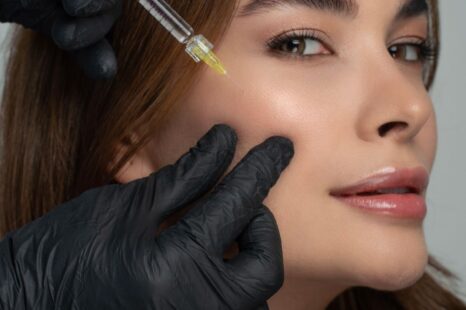 Close-up of a woman receiving a non-surgical filler treatment