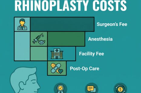 Infographic showing factors that affect rhinoplasty cost