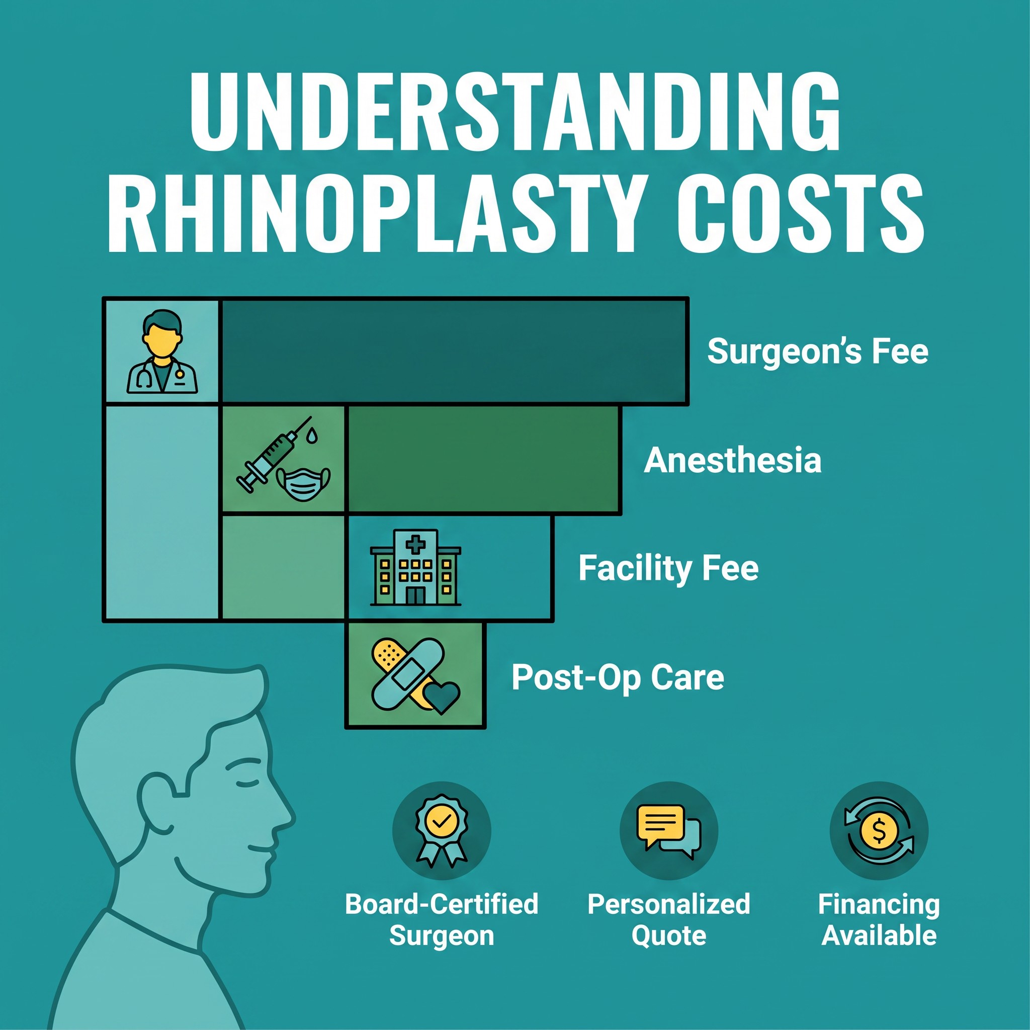 Infographic showing factors that affect rhinoplasty cost